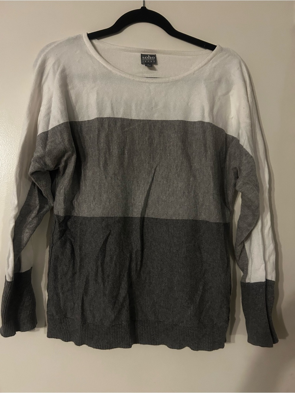 New York & Company Soho Colorblock Pullover - White & Gray
